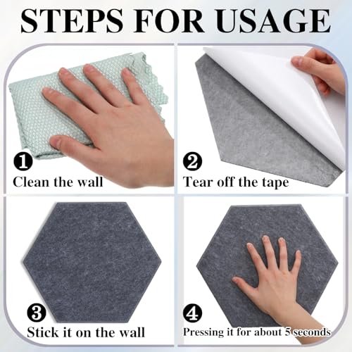 Mooliwe 8 Pcs 12 Inch Hexagon Cork Board Tiles Pins Clips, Black White - color: Black White