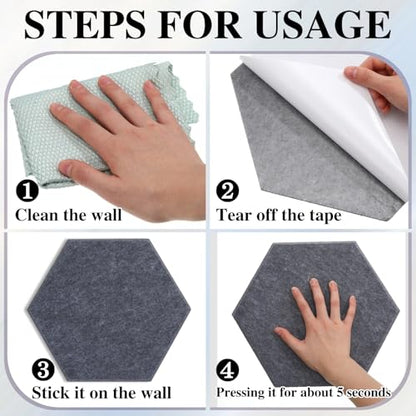 Mooliwe 8 Pcs 12 Inch Hexagon Cork Board Tiles Pins Clips, Black White - color: Black White