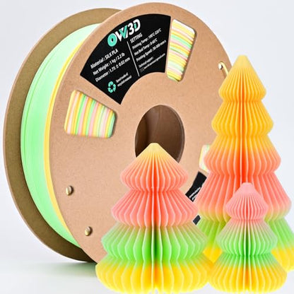 3D Printer Filament PLA 1.75mm, OVV3D Rainbow Upgrade PLA+ Filament Strong Toughness Multi Color Change Gradient PLA 3D Printing Filament Fit Most 3D Printer, 1kg Spool, +/- 0.02mm, Multi-Color - color: Rainbow Green Pink Yellow