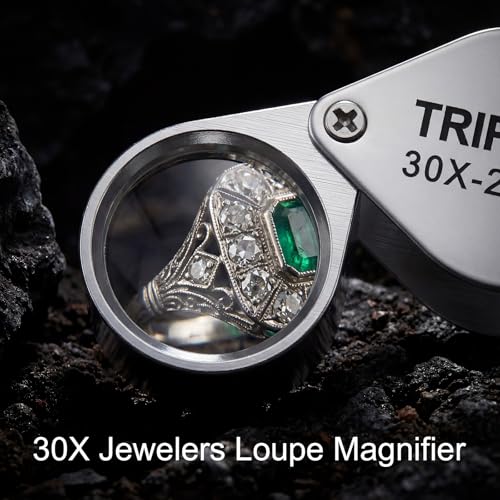 Xindojuz 2 PCS Jewelers Loupe Magnifier, Pocket Foldable 30 x 21mm