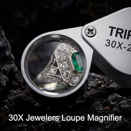 Xindojuz 2 PCS Jewelers Loupe Magnifier, Pocket Foldable 30 x 21mm