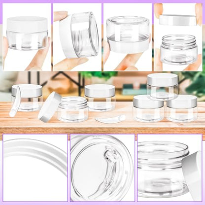 20 Pack 1oz Plastic Jars Containers, 30ml Travel Size Container Jars with Lids, 30g Small Travel Cosmetic Container Jar for Toiletries Cream Makeup Cosmetic Salves Sample Slime Lip Balm Lotion - color: White, size: 1oz
