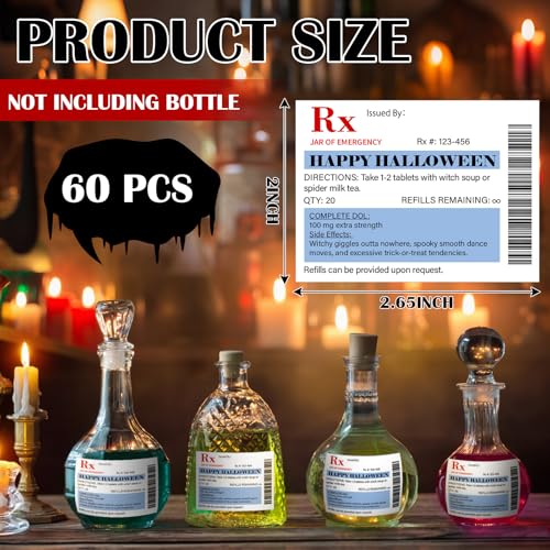 Kigeli 60 Pcs Happy Halloween Nurse Party Favors Medication Bottle Labels - style: Happy Halloween