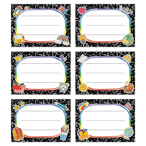 144 PCS Name Tags Stickers for Classroom Composition Nameplates - color: Black-b