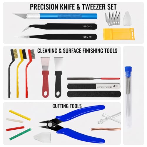 3D Printer Tool Kit, 3D Printing Accessories with Nozzle Cleaning Kit, Removal Scraper, Sanding Files, Wire Cutter & Tweezers for 3D Printer Post-Processing, Cleaning, Finishing