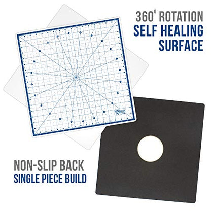 U.S. Art Supply 18"x18" Self-Healing Cutting Mat 7-Ply - Rotary White/Blue - size: 18" x 18"