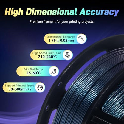 FLASHFORGE Chameleon Rapid PLA Filament 1.75mm Burnt Titanium, PLA Color Shift High Speed 3D Printer Filament, Max 500mm/s Fast Printing, Display Shimmering Effects from Various Angles and Light - color: Burnt Titanium