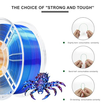 iBOSS Silk PLA+ Red Bule Gold Filament 1.75mm, 1kg 3D Printer Filament, No Warp Enhanced Toughness, Dimensional Accuracy ±0.02mm Printing Filament, PLA Plus Filament for FDM 3D Printers - color: B_ Tri Red & Blue & Gold