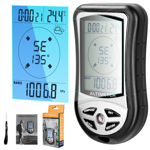 Digital Compass Altimeter Handheld Hiking Thermometer 8 in 1