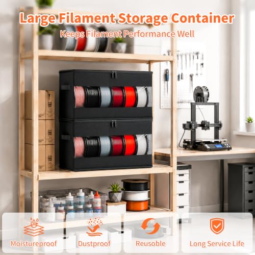 Filament Storage Box, 4 Pack Stackable Containers with Waterproof Zipper - color: Black