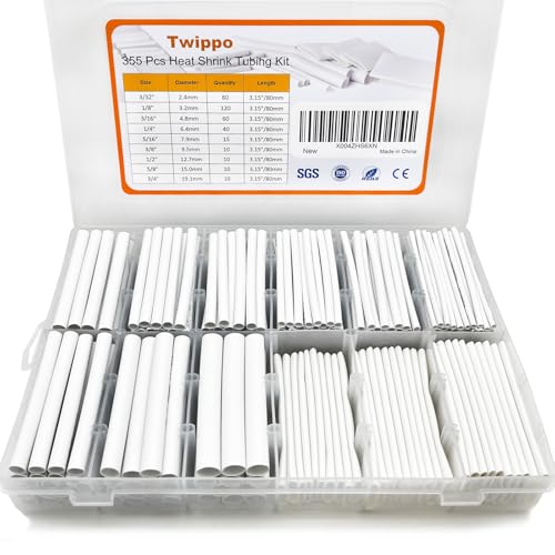 Heat Shrink Tubing Kit 355pcs Shrink Wrap Tube Waterproof Connector - size: 355pcs White