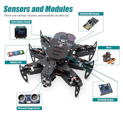 Adeept Ultimate Hexapod Spider Robot Kits for Arduino IDE, STEM DIY Project