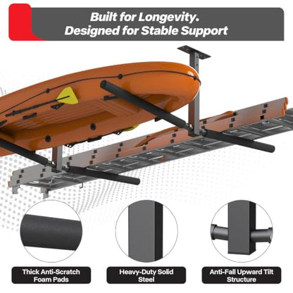 Ceiling Kayak Storage Rack for Garage, Heavy-Duty Overhead Kayak Hanger - size: Double (2pc )