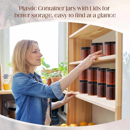 Patelai 4 Pcs Plastic Jars with Lids, Amber, 16 oz, Wide Mouth - color: Amber, size: 16 oz