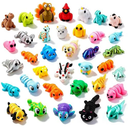 JOICEE 36Pcs 3D Printed Animals Figurines Articulated Flexible Fidget Toys - color: Blue