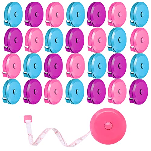 30 Pack Retractable Tape Measure Body Measuring Tape for Sewing, Fabric - color: Colorful