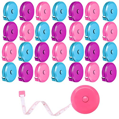 30 Pack Retractable Tape Measure Body Measuring Tape for Sewing, Fabric - color: Colorful