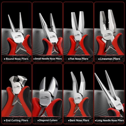 8-Piece Mini Jewelry Pliers Set, Needle Nose, Round Nose & Cutters