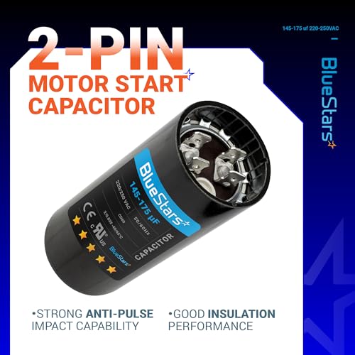 [2025 Upgraded] BlueStars 145-175 uf MFD 220-250 Round Motor Start Capacitor CD60 AC Single Phase Capacitors 50/60 Hz - Fit Air Conditioner Motors Starting, Pool Pump, Well Pump and Electric Motor - size: 145-175 MFD 220-250 VAC