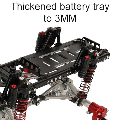 Metal 6x6 RC Car Chassis Frame with Front Middle Rear Axles Prefixal Gearbox for Axial SCX10 II 90046 90047 1/10 RC Crawler Car Parts,Thickened Battery Tray (Silver)