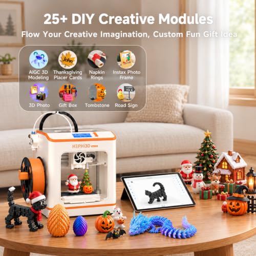 Hephi3d TINA2C 3D Printer for Kids & Beginners with Filament Starter Bundle - color: Orange/Yellow/Pink/Purple