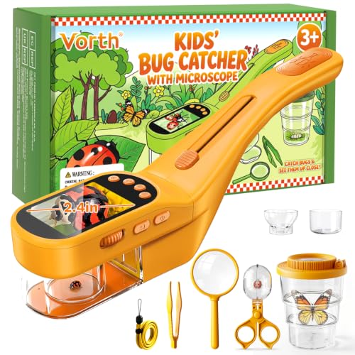 Bug Catcher for Kids with Microscope, Bug Catching Kit-Orange - color: Orange