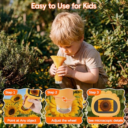 SEEKID Digital Microscope for Kids 200-1000X, Science Kit Gift(Yellow)