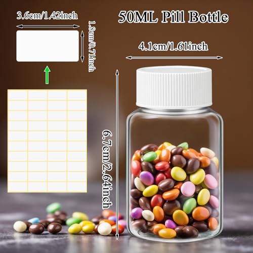 Lamoutor 30Pcs Clear Pill Bottle Plastic Medicine Bottle Empty Reagent Chemical Containers with Caps for Liquid Solid Powder Medicine 50ML - size: 50ML