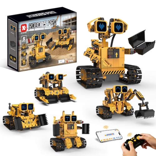 5-in-1 Excavator Robot Kit for Kids 6-12, STEM Coding Building Toy - size: K96286