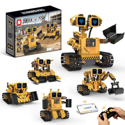 5-in-1 Excavator Robot Kit for Kids 6-12, STEM Coding Building Toy - size: K96286