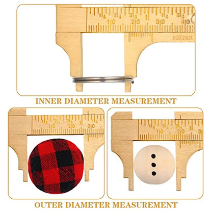Konohan 2 Pcs Brass Pocket Caliper Double Scale Mini Tool for Jewelry