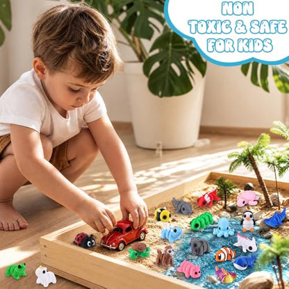 JOICEE 108Pcs Mini 3D Printed Animals Articulated Flexible Fidget Toys - color: Blue