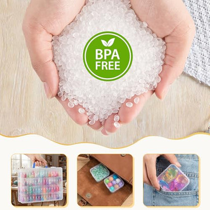Bead Organizer with Handle, 60Pcs Small Clear Bead Storage Boxes with Labels, Large Craft Case and Mini Plastic Dispensing Containers for Jewelry Making Diamonds Arts Screws Seeds Small Parts - size: 1 Pack - 60 Pcs (2.16" x 2.16" x 0.78")