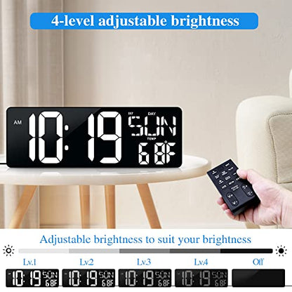 17.2"Large Digital Wall Clock Large Display with Remote Control 180°Visible - color: White