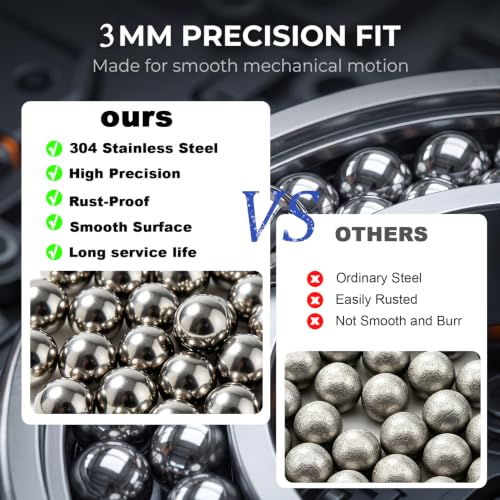 Taiss 1000PCS 3mm 304 Stainless Steel Precision Balls,Precision Steel Ball Assortment Kit,Metal Balls - size: 3mm