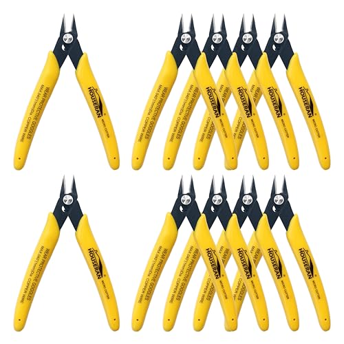 Flush Cutters 10 Pack, 5 Inch Micro Flush Cut Pliers - color: Yellow 10 Pack