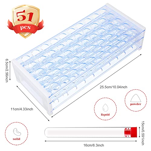 Halloween Test Tubes with Rack 50 Pcs 16 x 150 mm Clear Plastic with Lids
