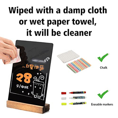 7.9x5.1 Desktop Chalkboard Sign with Wood Base, Message Board Menu Board Chalkboard for Shop Wedding Kitchen Home Party (3 Pack 7.9x5.1) - size: 3 Pack 7.9"W x 5.1"H