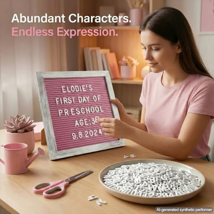 Rustic Hot Pink Felt Letter Board 10x10 Inch, 336 Changeable Letters - color: Rustic Hot Pink