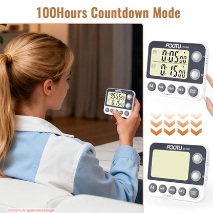 Digital Dual Kitchen Timer, 2Groups Count Up/Down Timer for Cooking - size: Dual Timer