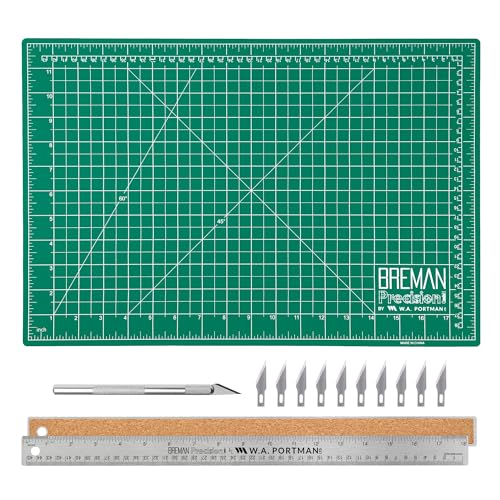 WA Portman Fabric Cutting Mat with Craft Knife & Straight Edge Craft Ruler - size: 12x18