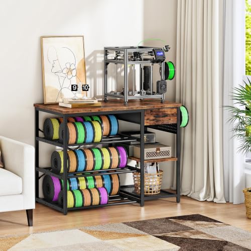 CHOEZON 3D Printer Stand with Storage, 3-Tier Heavy Duty 3D Printer Table - color: Rustic Brown