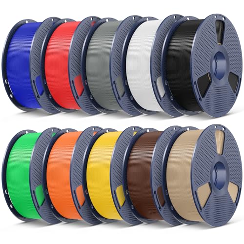 SUNLU 3D Printer Filament Bundle, 10KG, 1kg Spool, Multi-Color - color: Black+white+grey+red+klein Blue+green+sunny Orange+vivid Yellow+coffee Brown+oak, size: 10 kg