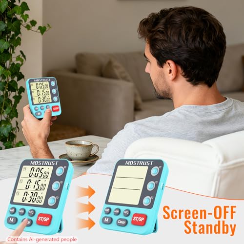 Digital Dual Kitchen Timer, Multiple Channels Countdown Timer - color: Blue