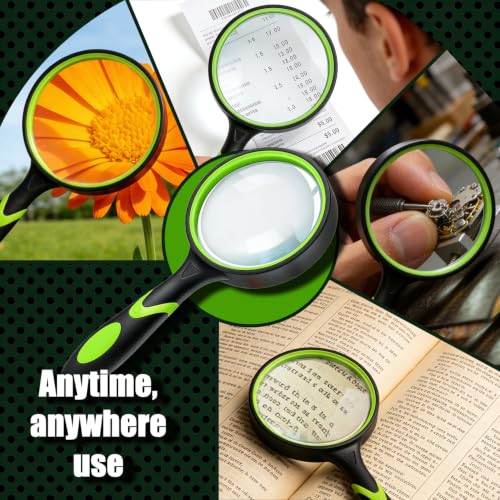 5X Handheld Non-Slip Rubber Reading Magnifying Glass Set - color: Green