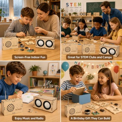 STEM Toys for Ages 8-13 Boys Birthday Return Gifts for 9 10 11 12 14 15 16 Year Old Kids Teen Building Speaker Radio Science Engineering Kit DIY Electronics Project Cool Stuff Gadgets Party Favor