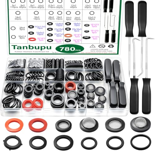 32 Sizes 780Pcs Rubber Washer Assortment Kit Plumbing gaskets & O-Rings kit for Faucet Spigot Garden Hose Pressure Washer Plumbing Repair with Pick Hook - size: 32sizes-780pcs