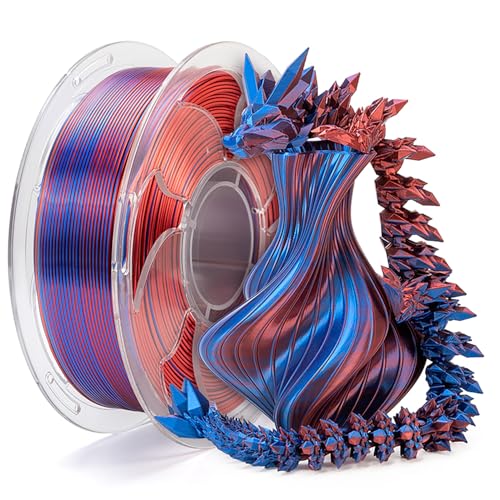 Silk Dual Color Blue Red PLA 1.75mm 1kg Shiny 3D Printer Filament FDM AMS - color: A_pla-2ssc-02 Silk Blue+red