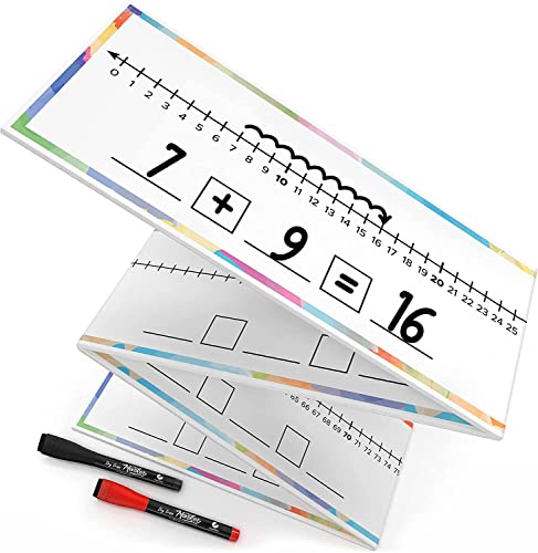 Set of 10 Dry Erase Number Boards - Double Sided, 4 Feet, Red & Black Dry Erase Marker, 0-100 Number Line on One Side, Blank Line on Reverse - style: Set of 10 Boards & 20 Markers
