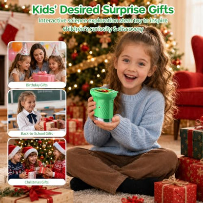 WINWEND Handheld Kids Microscope 1000X Pocket Microscope for Photo and Video Portable Science Kits STEM Toys – Christmas/Birthday Gifts for Girls & Boys Ages 3-12 - color: Green